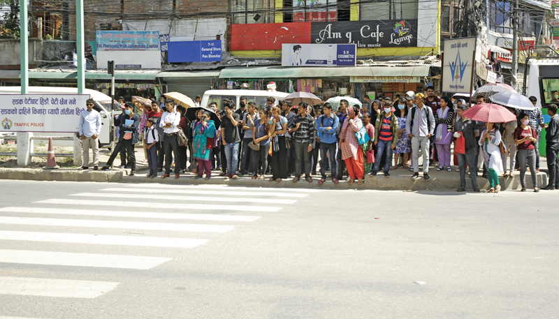 Crossing the street in Kathmandu