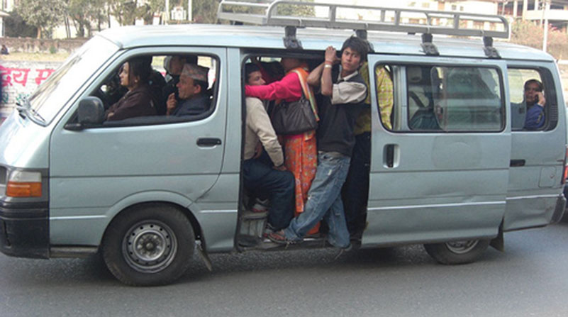 Micro bus, public transport in Kathmandu