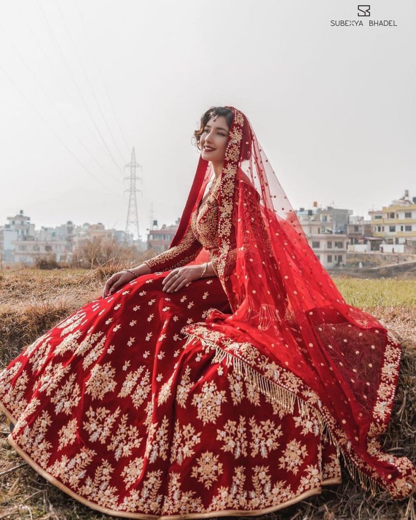 Aanchal Sharma showcasing 2021 bridal collection of Subexya Bhadel