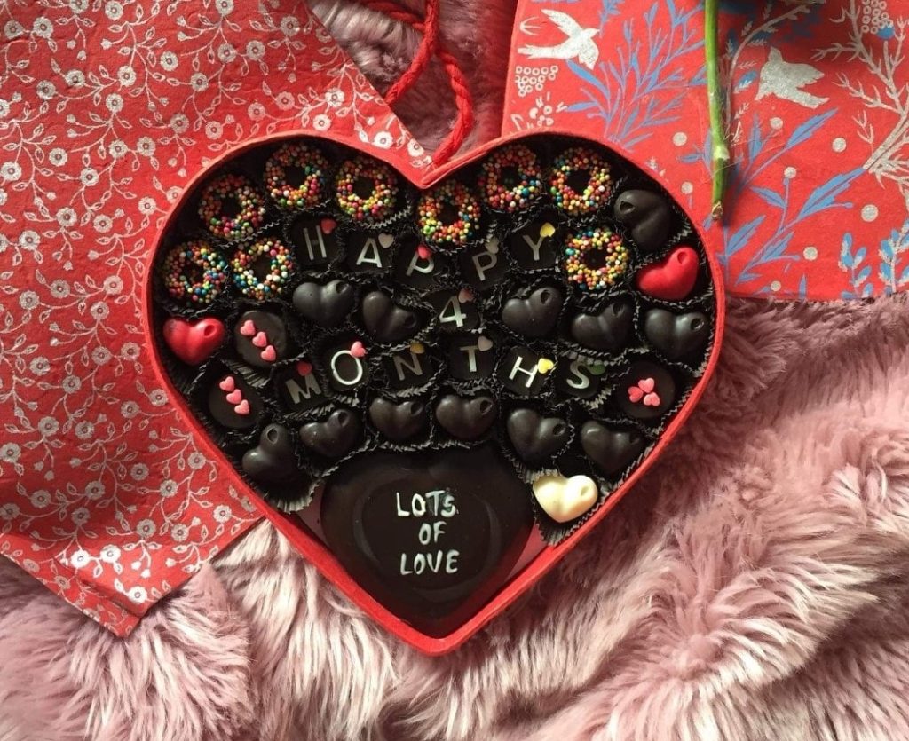 heart shapes chocolate box