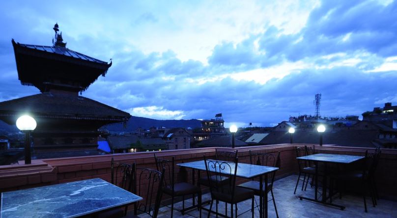 view from nyatapola rooftop restaurant in Kathmandu