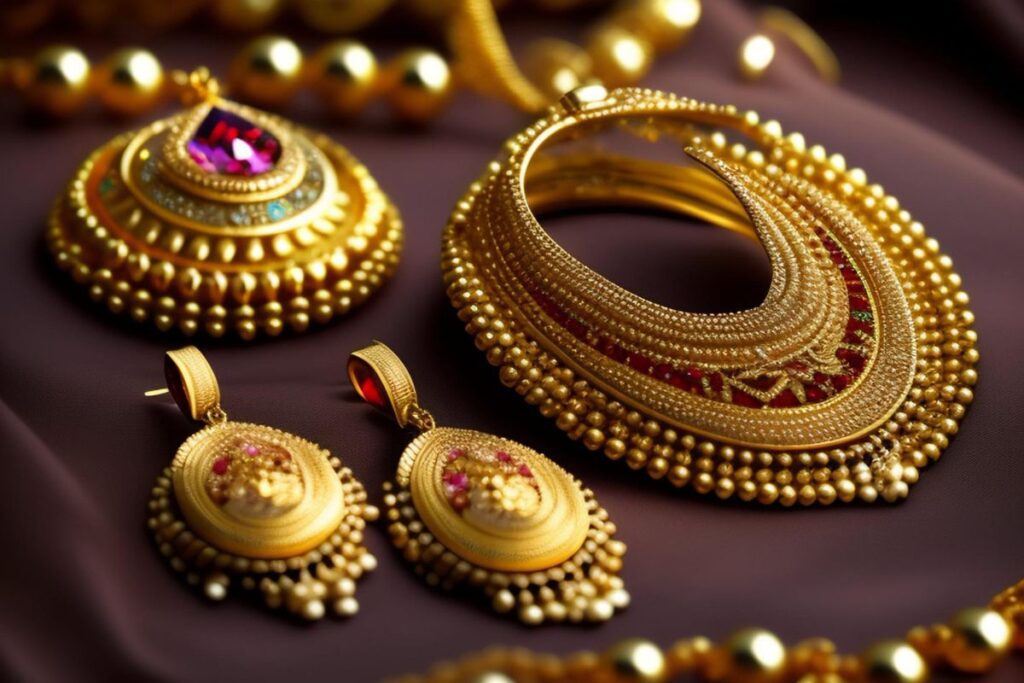 Gold ornaments in Dhanteras
